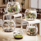 Ultra Clear Round Fish Bowl Plastic Goldfish Bowl Desktop Fish Tank Decorative 360-Degree View Desktop Small Aquarium