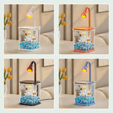 Fishbowl Creative Mini Desktop Fish Tank INS with LED Light Plastic Clear Aquariums Breathable Durable Landscape Fish Tank Kids