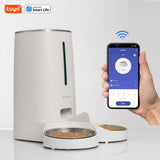 Smart WiFi Pet Feeder for Cats & Small Dogs – 4L Food Dispenser with App Control, Dual Stainless Bowls, Water Fountain, Low Food Alerts