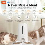 Smart WiFi Pet Feeder for Cats & Small Dogs – 4L Food Dispenser with App Control, Dual Stainless Bowls, Water Fountain, Low Food Alerts