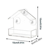 Automatic Bird Feeding Tray with Removable Suction Cup Sliding Design Transparent Acrylic Hanging Feeder for Garden Courtyard