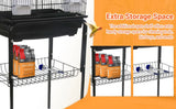 162cm Large Bird Cage with Open Play Rooftop Rolling Stand Slide-out Tray Storage Shelf for Parrot Budgies Finch Canary Parakeet