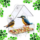 Automatic Bird Feeding Tray with Removable Suction Cup Sliding Design Transparent Acrylic Hanging Feeder for Garden Courtyard
