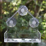 Automatic Bird Feeding Tray with Removable Suction Cup Sliding Design Transparent Acrylic Hanging Feeder for Garden Courtyard