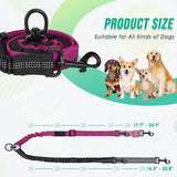 1.6ft Long Dual Dog Leash Attachment - Double Leashes for Training Small to Large Dogs  Adjustable Strap, Shock Absorbing Bungee