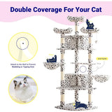 73in Fan-Shaped Space-Saving Corner Cat Tower/Multi-Level Tall Cat Tree for Indoor Kitties/Cozy Baskets Condos House Perches