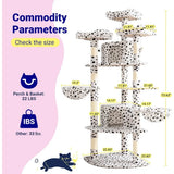73in Fan-Shaped Space-Saving Corner Cat Tower/Multi-Level Tall Cat Tree for Indoor Kitties/Cozy Baskets Condos House Perches