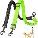 1.6ft Long Dual Dog Leash Attachment - Double Leashes for Training Small to Large Dogs  Adjustable Strap, Shock Absorbing Bungee