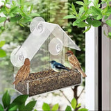 Automatic Bird Feeding Tray with Removable Suction Cup Sliding Design Transparent Acrylic Hanging Feeder for Garden Courtyard
