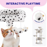 73in Fan-Shaped Space-Saving Corner Cat Tower/Multi-Level Tall Cat Tree for Indoor Kitties/Cozy Baskets Condos House Perches
