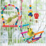 Bird Cage Toys for Parrots Wood Birds Swing Reliable Chewable Bite Bridge Wooden Beads Shape Parrot Toy 11pcs Bird Toys parrot