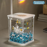 Fishbowl Creative Mini Desktop Fish Tank INS with LED Light Plastic Clear Aquariums Breathable Durable Landscape Fish Tank Kids