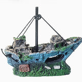 1Pc Retro Aquarium Fish Tank Landscape Wreck Ship Decoration Hollow Cave Resin Boat Statues Ornament Accessories for Fish Hiding