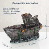 1Pc Retro Aquarium Fish Tank Landscape Wreck Ship Decoration Hollow Cave Resin Boat Statues Ornament Accessories for Fish Hiding