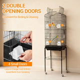 162cm Large Bird Cage with Open Play Rooftop Rolling Stand Slide-out Tray Storage Shelf for Parrot Budgies Finch Canary Parakeet