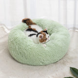 Round Fluffy Calming Pet Bed – Soft Washable Nest for Cats & Small Dogs