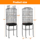 162cm Large Bird Cage with Open Play Rooftop Rolling Stand Slide-out Tray Storage Shelf for Parrot Budgies Finch Canary Parakeet