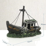 1Pc Retro Aquarium Fish Tank Landscape Wreck Ship Decoration Hollow Cave Resin Boat Statues Ornament Accessories for Fish Hiding