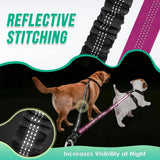 1.6ft Long Dual Dog Leash Attachment - Double Leashes for Training Small to Large Dogs  Adjustable Strap, Shock Absorbing Bungee