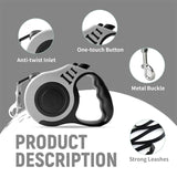 Retractable Dog Leash - 5m Automatic Strong Nylon Lead For Small/Medium Dogs & Cats, Durable Pet Traction Rope Supplies