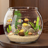 Ultra Clear Round Fish Bowl Plastic Goldfish Bowl Desktop Fish Tank Decorative 360-Degree View Desktop Small Aquarium