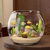 Ultra Clear Round Fish Bowl Plastic Goldfish Bowl Desktop Fish Tank Decorative 360-Degree View Desktop Small Aquarium