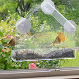 Automatic Bird Feeding Tray with Removable Suction Cup Sliding Design Transparent Acrylic Hanging Feeder for Garden Courtyard