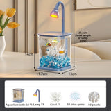 Fishbowl Creative Mini Desktop Fish Tank INS with LED Light Plastic Clear Aquariums Breathable Durable Landscape Fish Tank Kids