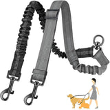 1.6ft Long Dual Dog Leash Attachment - Double Leashes for Training Small to Large Dogs  Adjustable Strap, Shock Absorbing Bungee
