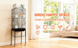 162cm Large Bird Cage with Open Play Rooftop Rolling Stand Slide-out Tray Storage Shelf for Parrot Budgies Finch Canary Parakeet