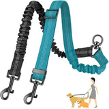 1.6ft Long Dual Dog Leash Attachment - Double Leashes for Training Small to Large Dogs  Adjustable Strap, Shock Absorbing Bungee