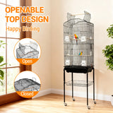 162cm Large Bird Cage with Open Play Rooftop Rolling Stand Slide-out Tray Storage Shelf for Parrot Budgies Finch Canary Parakeet