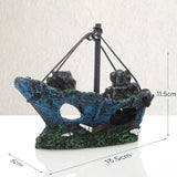 1Pc Retro Aquarium Fish Tank Landscape Wreck Ship Decoration Hollow Cave Resin Boat Statues Ornament Accessories for Fish Hiding